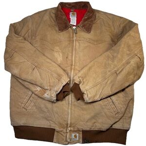 Vintage Carhartt J13 Duck Jacket Mens XL Tall Made USA Brown Corduroy Quilted